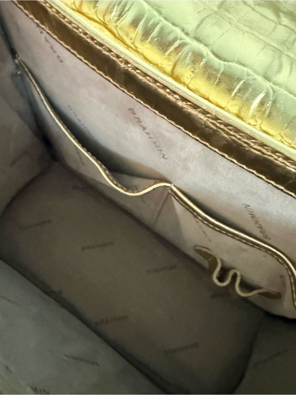 Brahmin Gabriella Metallic Gold Croc Embossed Leather Shoulder Crossbody Bag - Picture 15 of 15